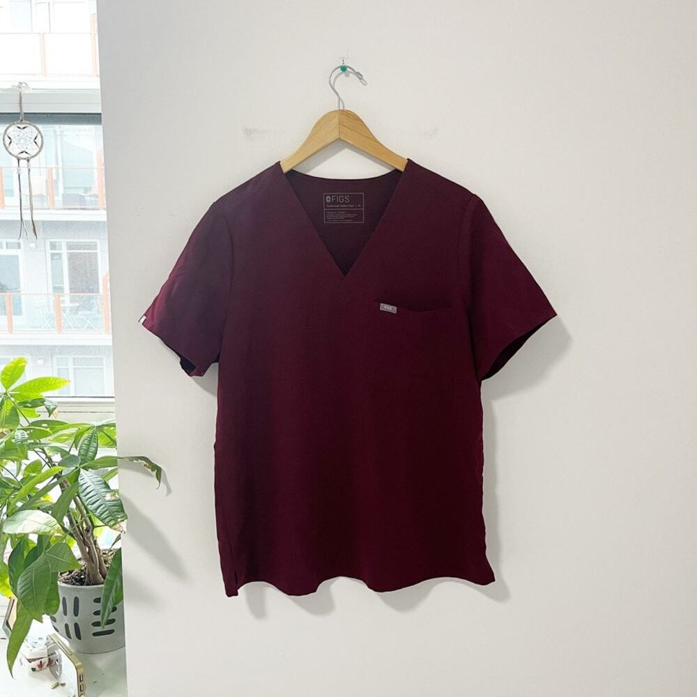FIGS Maroon Red Short Sleeve Scrub Top Size XL